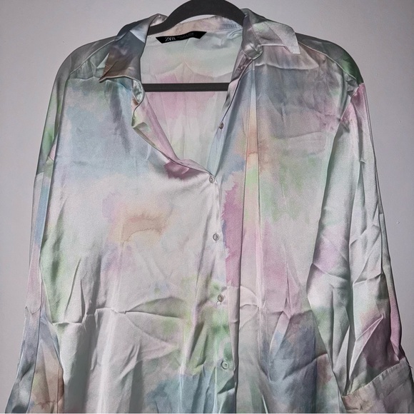 Zara tie dye silk button down shirt - Picture 5 of 7